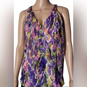 Cabi 730 Floral Petals Chiffon Wrap Sleeveless Tank Top Size Medium